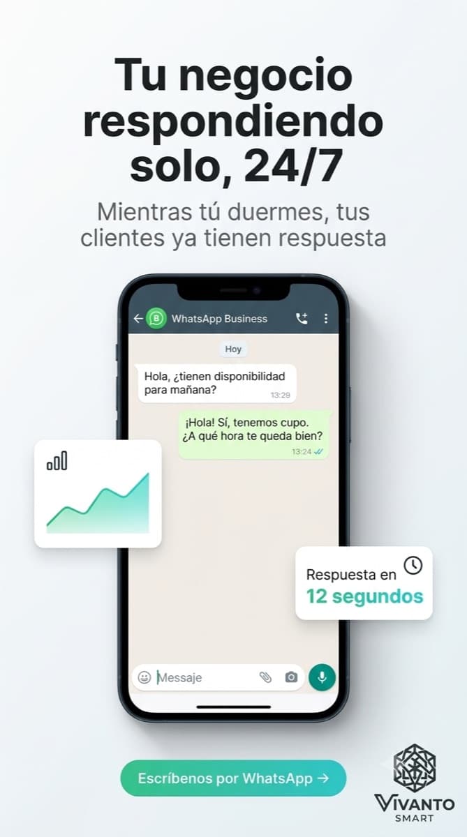 Chat de WhatsApp Business agendando una cita con respuesta automática en doce segundos