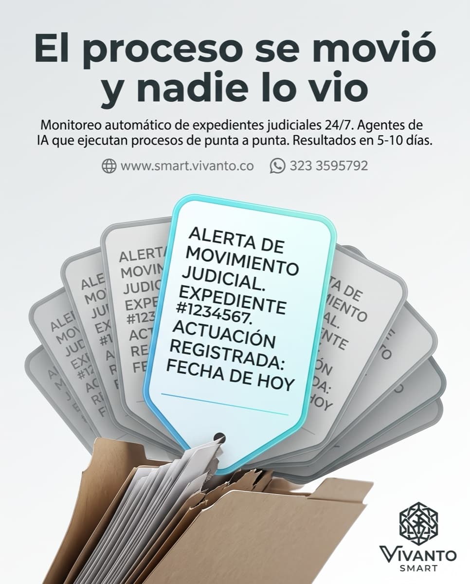 Alertas automáticas de movimiento de expedientes judiciales saliendo de una carpeta de proceso